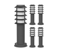 ledscom.de 5 pezzi bitta luminosa PORU per esterni, IP44, griglia, 39cm, antracite, incl. lampada E27 471lm, bianco extra-caldo