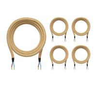 ledscom.de 5 pezzi cavo tessile, 3 m, beige, 2 x 0,75 mm², guaina tessile H03VV-F