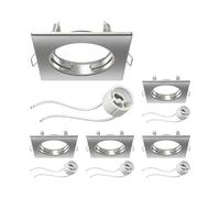 ledscom.de 5 pezzi cornice da incasso a soffitto RIR cornice da incasso angolare cromata opaca (LED/alogena/GU10/MR16/PAR16/50mm) incl. presa GU10