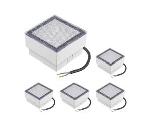 ledscom.de 5 pezzi LED pavimentazione pietra terra luce da incasso CUS per esterni, IP67, angolare, 10 x 10cm, bianco freddo