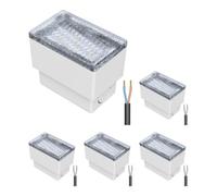 ledscom.de 5 pezzi LED pavimentazione pietra terra luce da incasso CUS per esterni, IP67, angolare, 8 x 5cm, bianco caldo