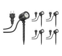 ledscom.de 5 pezzi Piccolo faretto da giardino a LED con picchetto a terra TARL per esterni, IP65, spina, nero, 4,3 W, 340lm, bianco caldo