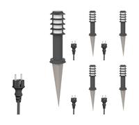 ledscom.de 5 pz. bitta luminosa PORU con picchetto a terra e cavo da 2 m per esterni, IP44, griglia, 39 cm, antracite, incl. lampada E27 max. 963lm, bianco caldo