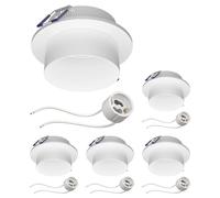 ledscom.de 5 pz. cornice per montaggio a soffitto KRON, rotonda, bianco opaco (GU10/MR16/GU5,3/50mm) incl. presa GU10