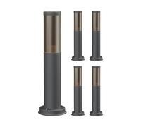 ledscom.de 5 pz. luce da sentiero/bitta luminosa/luce da giardino PORU per esterni, aspetto fumé, IP44, 39 cm, antracite, 1x E27 max. 40W