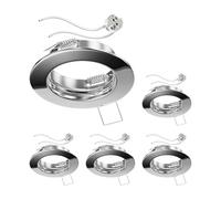 ledscom.de 5x cornice da incasso a soffitto FERE, rotonda, cromo lucido (LED/alogeni/MR16/50mm) incl. presa GU5.3