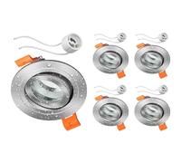 ledscom.de 5x cornici da incasso per soffitto da bagno ERID, per ambienti umidi, bagno, IP44, rotonde, orientabili, alluminio opaco, con attacco GU10 incluso