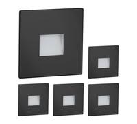 ledscom.de 5x faretti LED per scale/da incasso a parete FOW per interni ed esterni, downlight, quadrati, neri, 85 x 85 mm, bianco freddo