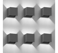 ledscom.de 6 applique CUBEL per esterni, antracite, IP65, Up & Downlight, quadrate + lampadina LED 596 lm, bianca
