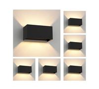 ledscom.de 6 applique CUBEL per esterni, IP65, illuminazione verso l'alto/verso il basso, nero opaco, forma squadrata, 2x G9 max. 10W