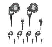 ledscom.de 6 faretti da giardino a LED DUK antracite con picchetto da terra per esterni, IP65, con riflettore LED GU10 incluso (bianco caldo, 5,4 W, 510 lm, 45°)