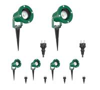 ledscom.de 6 faretti da giardino DUK con picchetto a terra per esterno, IP65, spina, verde, in U10 LED 510lm bianco caldo