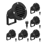 ledscom.de 6 faretti da giardino DUK, griglia per esterni, IP65, spina, nero, 1x GU10 max. 15 W