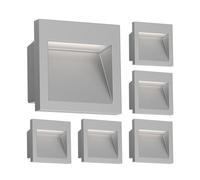 ledscom.de 6 LED applique da incasso NOLA, downlight per esterni, IP54, grigio opaco, 90 x 90 mm, bianco caldo