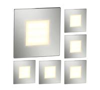 ledscom.de 6 LED luce per scale/apparecchio da incasso FEX per interni ed esterni, angolare, acciaio inox, 85 x 85 mm, bianco caldo