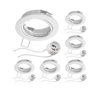 ledscom.de 6 pezzi cornice da incasso a soffitto FERE cornice da incasso bianco opaco orientabile (LED/alogena/GU10/MR16/PAR16/50mm) incl. presa GU10