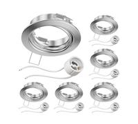 ledscom.de 6 pezzi cornice da incasso a soffitto FERE cornice da incasso cromo opaco orientabile (LED/alogena/GU10/MR16/PAR16/50mm) incl. presa GU10