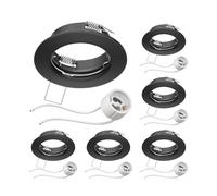 ledscom.de 6 pezzi cornice da incasso a soffitto FERE cornice da incasso nera opaca (LED/alogena/GU10/MR16/PAR16/50mm) incl. presa GU10