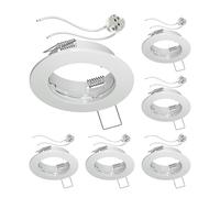 ledscom.de 6 pezzi cornice da incasso a soffitto FERE, rotonda, bianco lucido (LED/alogeni/MR16/50mm) incl. presa GU5.3