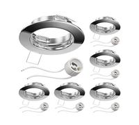 ledscom.de 6 pezzi cornice da incasso a soffitto FERE, rotonda, cromo lucido (GU10/MR16/GU5,3/50mm) incl. presa GU10