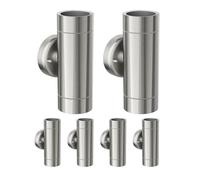 ledscom.de 6 pz. applique WEDO per esterni, IP44, up/downlight, acciaio inox opaco, rotondo, 2x GU10 max. 35W