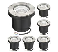 ledscom.de 6 pz. lampada da incasso a pavimento BOFU per esterni orientabile in acciaio inox rotonda IP67 150mm Ø incl. lampada LED (bianco caldo, 2.339W, 227lm, 110°)