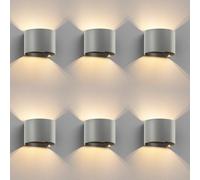 ledscom.de 6 pz. lampada da parete RUNEL per esterni, IP65, up/downlight, grigio opaco, rotonda, 1x G9 max. 10W