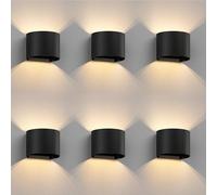 ledscom.de 6 pz. lampada da parete RUNEL per esterni, IP65, up/downlight, nero opaco, rotonda, 1x G9 max. 10W