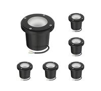 ledscom.de 6x BOFU lampada da incasso a pavimento per esterni, IP67, orientabile, nera, rotonda, 150mm Ø, 1x GU10 max. 15W, vetro satinato