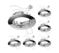 ledscom.de 6x cornice da incasso a soffitto FERE, rotonda, cromo lucido (LED/alogeni/MR16/50mm) incl. presa GU5.3