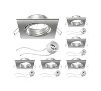 ledscom.de 6x cornice da incasso a soffitto RIR cornice da incasso cromata opaca angolare orientabile (LED/alogena/GU10/MR16/PAR16/50mm) incl. presa GU10