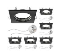 ledscom.de 6x cornice da incasso a soffitto RIR cornice da incasso nero opaco angolare (LED/alogeni/GU10/MR16/PAR16/50mm) incl. presa GU10