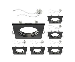 ledscom.de 6x cornice da incasso a soffitto RIR cornice da incasso nero opaco angolare (LED/Alogeni/MR16/50mm) incl. presa GU5.3