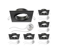 ledscom.de 6x cornice da incasso a soffitto RIR cornice da incasso nero opaco angolare orientabile (LED/alogena/GU10/MR16/PAR16/50mm) incl. presa GU10