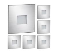 ledscom.de 6x faretti LED per scale/faretti da incasso a parete FOW per interni ed esterni, downlight, forma angolare, acciaio inossidabile, 85 x 85 mm, bianco caldo
