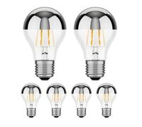ledscom.de 6x lampadine LED E27, A60, bianco (3900 K), 6,6 W, 646lm, specchio frontale (argento)