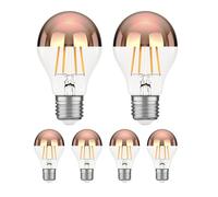 ledscom.de 6x lampadine LED E27, A60, bianco caldo (2600 K), 7,5 W, 839lm, specchio della testa (oro rosa)