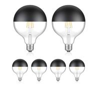 ledscom.de 6x lampadine LED E27, G125, bianco caldo (2700 K), 6,7 W, 660lm, specchio frontale (nero)