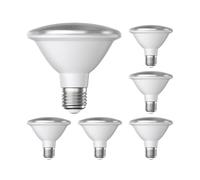 ledscom.de 6x lampadine LED E27, PAR30 collo corto, bianco (4200 K), 13 W, 1025lm, 43°, specchio riflettore (argento)