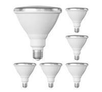 ledscom.de 6x lampadine LED E27, PAR38 collo corto, bianco caldo (2700 K), 15,7 W, 1152lm, 42°, specchio riflettore (argento)