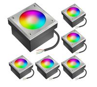 ledscom.de 6x pietra da pavimentazione LED NEOLUM per esterni, IP67, angolare, 10 x10cm, incl. lampadina GX53 RGB, 670lm, Smart Home
