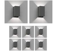 ledscom.de 8 applique CUBEL per esterni, antracite, IP65, illuminazione verso l'alto e verso il basso, rettangolari, con lampadina a LED inclusa, 4,4 W, 596 lm, bianco