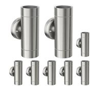 ledscom.de 8 pz. applique WEDO per esterni, cromo opaco, acciaio inox, IP44, a due luci, Up