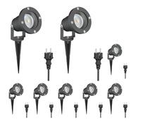 ledscom.de 8 faretti da giardino a LED DUK antracite con picchetto da terra per esterni, IP65, con riflettore LED GU10 incluso (bianco caldo, 5,4 W, 510 lm, 45°)