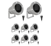 ledscom.de 8 faretti da giardino DUK per esterni, IP65, con spina, grigi, 1x GU10 max. 15 W