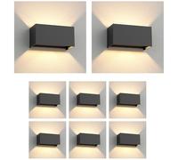 ledscom.de 8 lampade da parete CUBEL per esterni, IP65, illuminazione verso l'alto/verso il basso, antracite opaco, rettangolari, 2x G9 max. 10 W