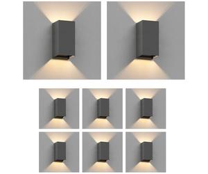 ledscom.de 8 pz. applique CUBEL per esterni, IP65, up & downlight, antracite opaco, rettangolare, 1x G9 max. 10W