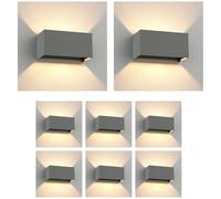 ledscom.de 8 pz. applique CUBEL per esterni, IP65, up/downlight, grigio opaco, angolare, 2x G9 max. 10W