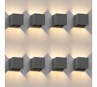 ledscom.de 8 x CUBEL lampada da parete per esterni, antracite, IP65, Up