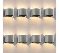 ledscom.de 8 x RUNEL lampada da parete per esterni, IP65, up/downlight, grigio opaco, rotonda, 1x G9 max. 10W